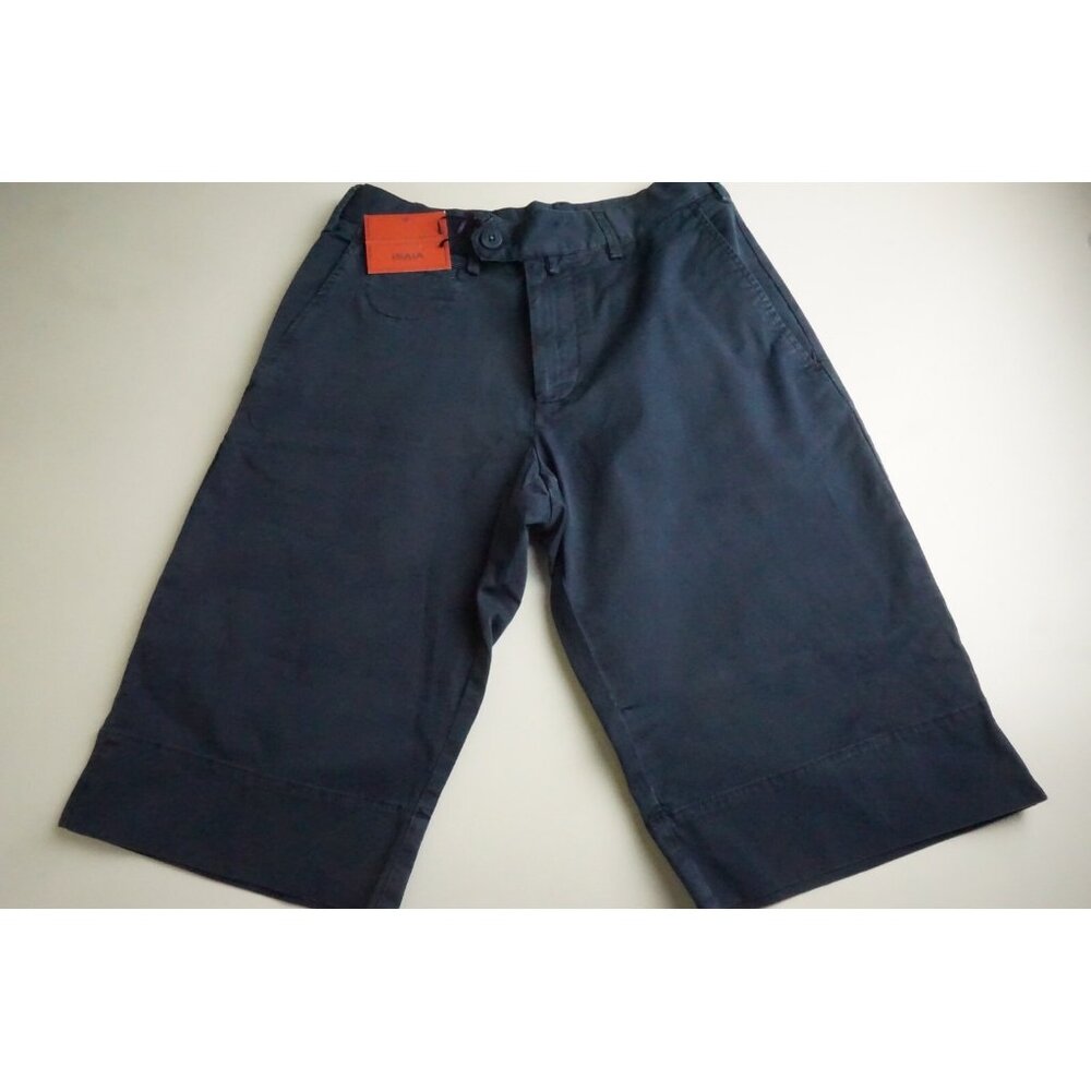 Isaia Napoli Bermuda Tinto Cotton Blend Solid Navy Blue Shorts 46R BRAND NEW